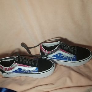 Pink and blue low top Vans